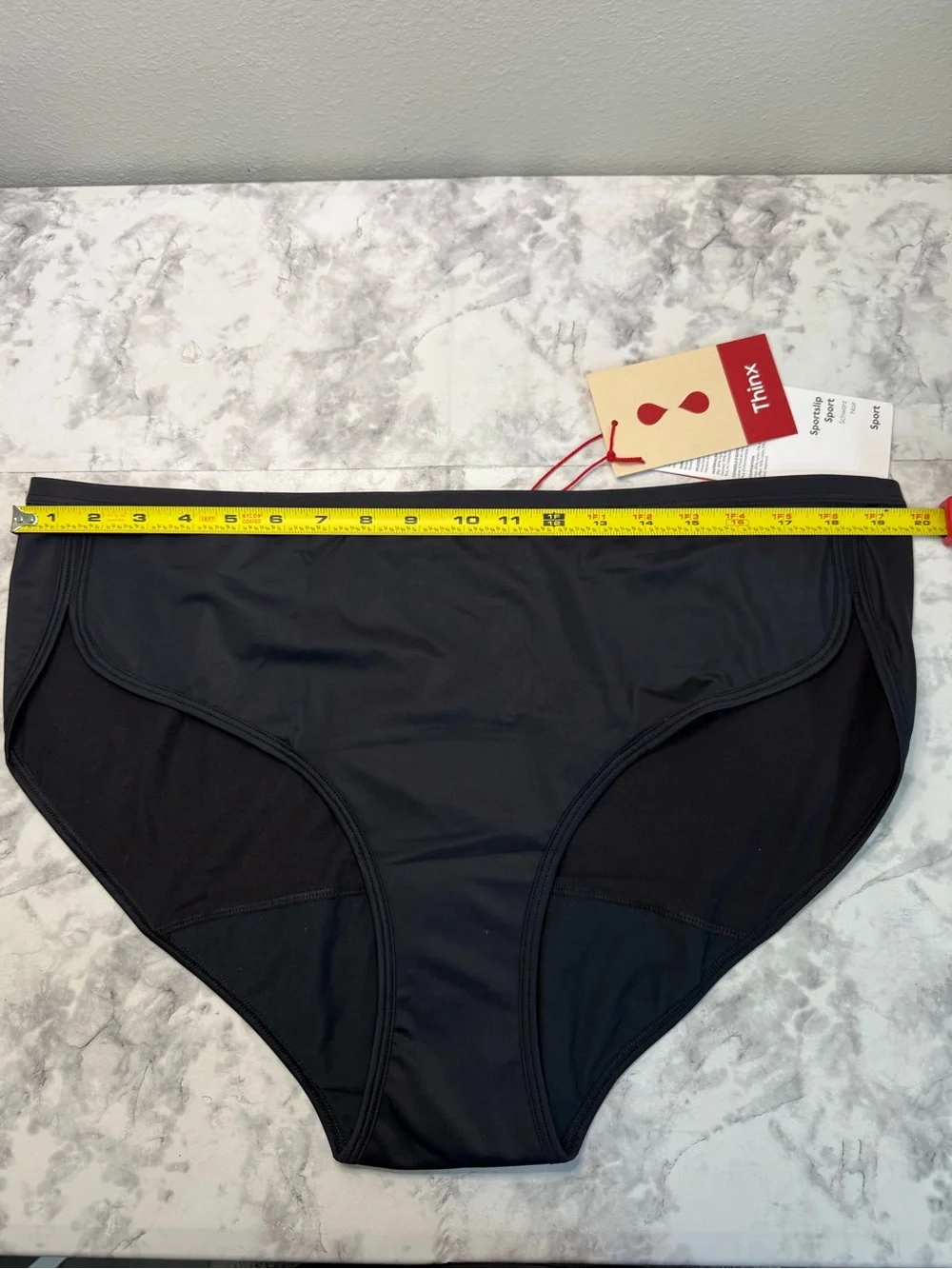Thinx, Sportslip period panties sleek black Sport label,ideal active use size 4X